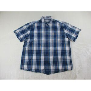 Carhartt Shirt Mens‎ Extra Large Blue Plaid Button Up Relaxed Fit Casual*